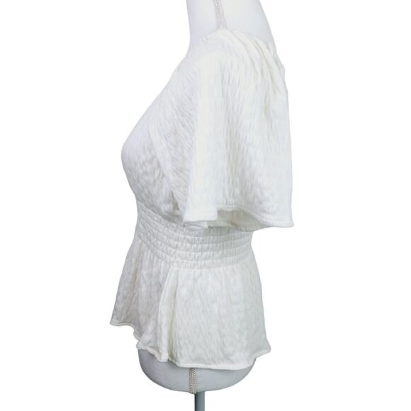 Madewell SZ M Crinkle-Knit Square-Neck Smocked Top NWT $65.00 - Picture 3 of 6